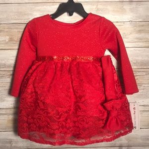 Gorgeous Sweetheart Rose Sparkle Red Dress 12/18m
